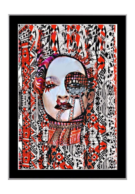 Madonna-Ramka-Srebrna, czarne-passe-partout