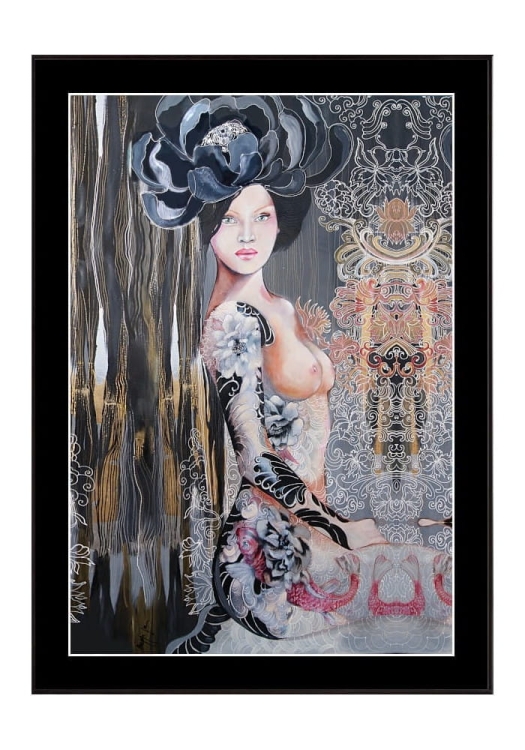 Lady-Peony-Ramka-Czarna, czarne-passe-partout
