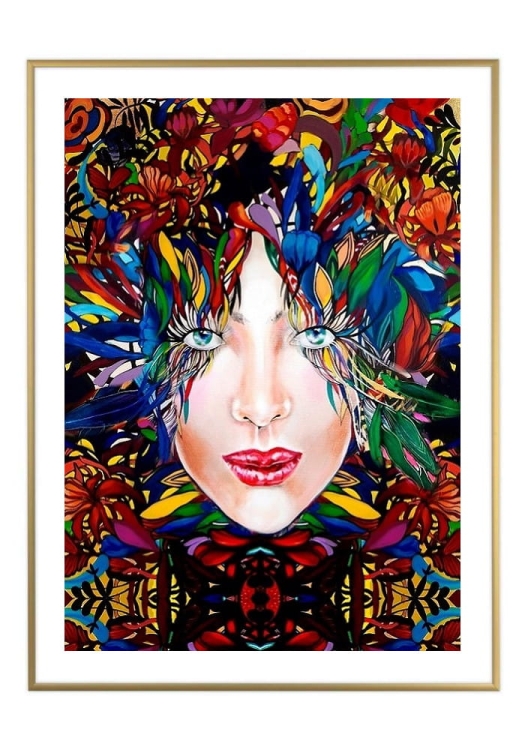 Medusa Gold-3 50x70 cm, białe passe-partout 5 cm, rama złota 60x80 cm.jpg