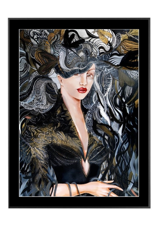 Igły Aleksandra I 50x70 cm, passe-partout czarne 5 cm, rama czarna 60x80 cm.jpg