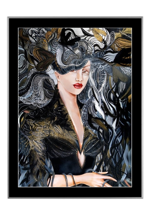 Igły Aleksandra I 50x70 cm, passe-partout czarne 5 cm, rama srebrna 60x80 cm.jpg