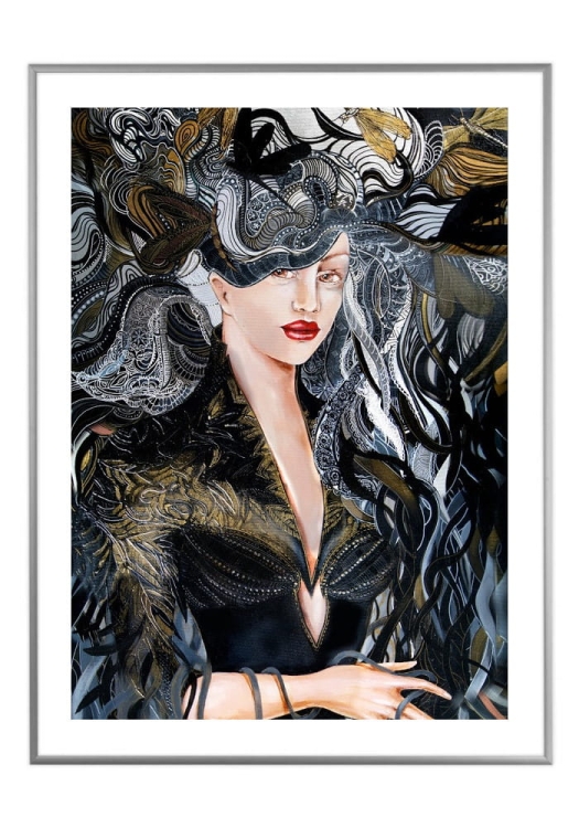 Igły Aleksandra I 50x70 cm, białe passe-partout 5 cm, rama srebrna 60x80 cm.jpg