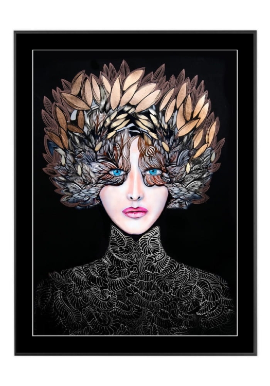 Lady Gorudo Copper 50x70 cm, passe-partout czarne 5 cm, rama czarna 60x80 cm.jpg