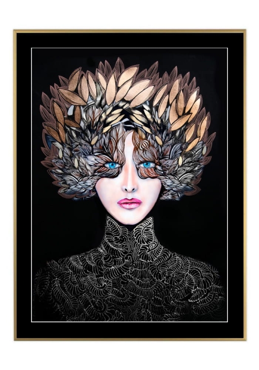 Lady Gorudo Copper 50x70 cm, passe-partout czarne 5 cm, rama złota 60x80 cm.jpg