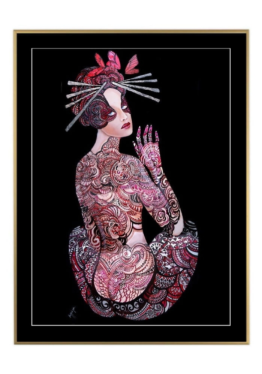 Kashubska Geigi I 50x70 cm, passe-partout czarne 5 cm, rama złota 60x80 cm.jpg