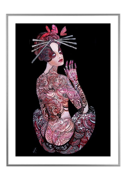 Kashubska Geigi I 50x70 cm, białe passe-partout 5 cm, rama srebrna 60x80 cm.jpg
