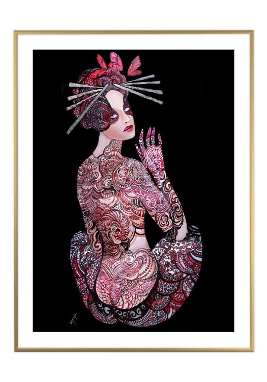 Kashubska Geigi I 50x70 cm, białe passe-partout 5 cm, rama złota 60x80 cm.jpg