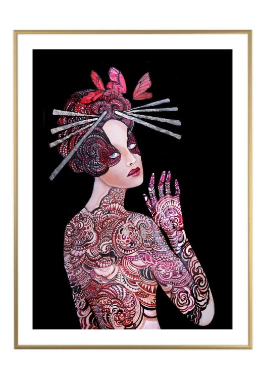 Kashubska Geigi II 50x70 cm, białe passe-partout 5 cm, rama złota 60x80 cm.jpg