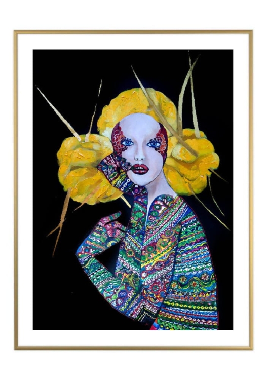 Orawska Geiko II 50x70 cm, białe passe-partout 5 cm, rama złota 60x80 cm.jpg