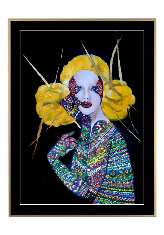 Orawska Geiko II 50x70 cm, passe-partout czarne 5 cm, rama złota 60x80 cm.jpg