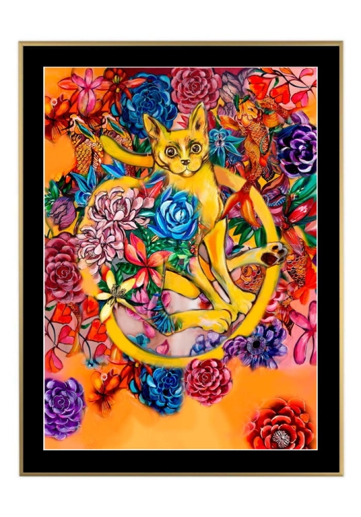 Orange Cat 50x70 cm, passe-partout czarne 5 cm, rama złota 60x80 cm.jpg
