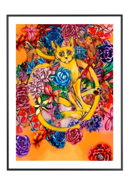 Orange Cat 50x70 cm, białe passe-partout 5 cm, rama czarna 60x80 cm.jpg