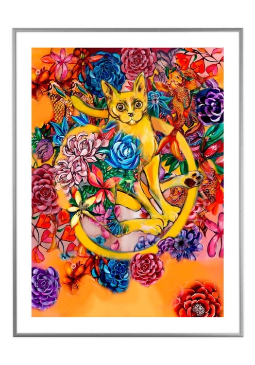 Orange Cat 50x70 cm, białe passe-partout 5 cm, rama srebrna 60x80 cm.jpg