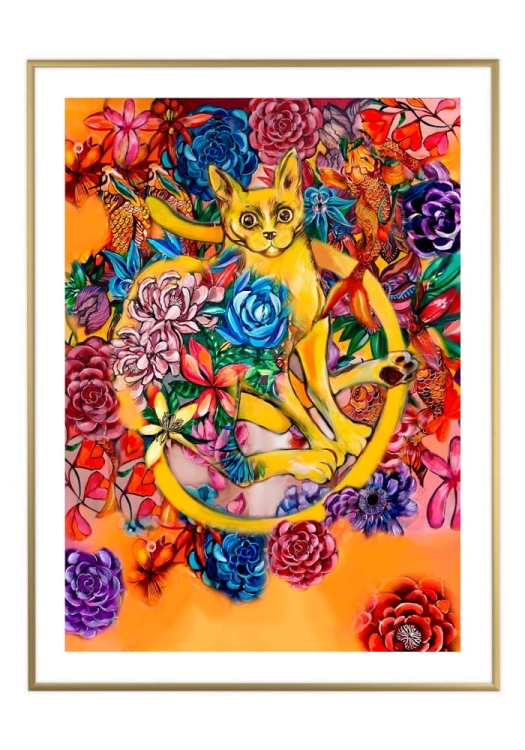 Orange Cat 50x70 cm, białe passe-partout 5 cm, rama złota 60x80 cm.jpg