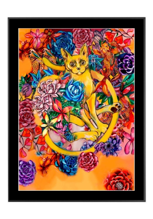 Orange Cat 50x70 cm, passe-partout czarne 5 cm, rama czarna 60x80 cm.jpg