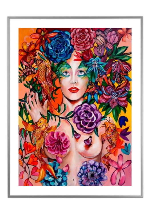 Raj Utracony Ryby 50x70 cm, białe passe-partout 5 cm, rama srebrna 60x80 cm.jpg