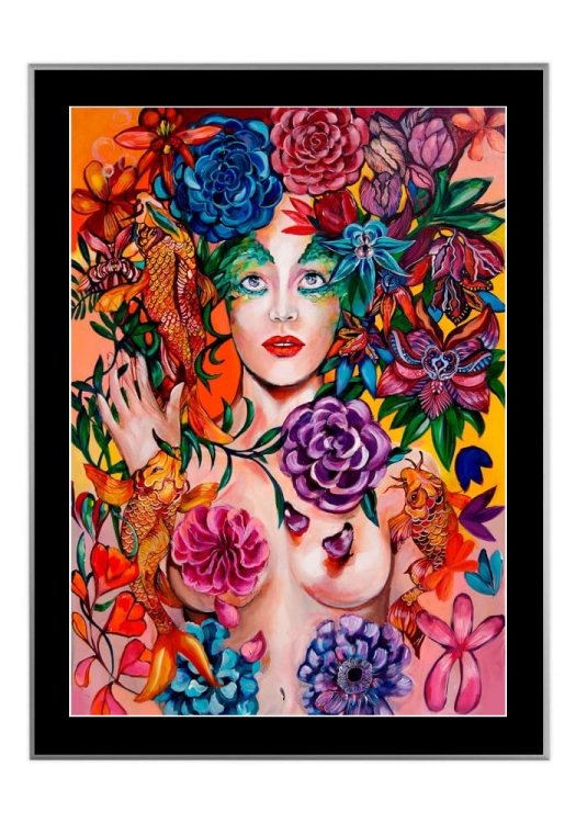 Raj Utracony Ryby 50x70 cm, passe-partout czarne 5 cm, rama srebrna 60x80 cm.jpg