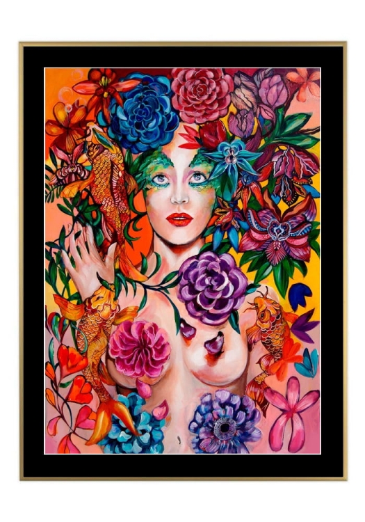 Raj Utracony Ryby 50x70 cm, passe-partout czarne 5 cm, rama złota 60x80 cm.jpg