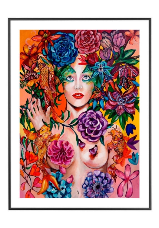 Raj Utracony Ryby 50x70 cm, białe passe-partout 5 cm, rama czarna 60x80 cm.jpg