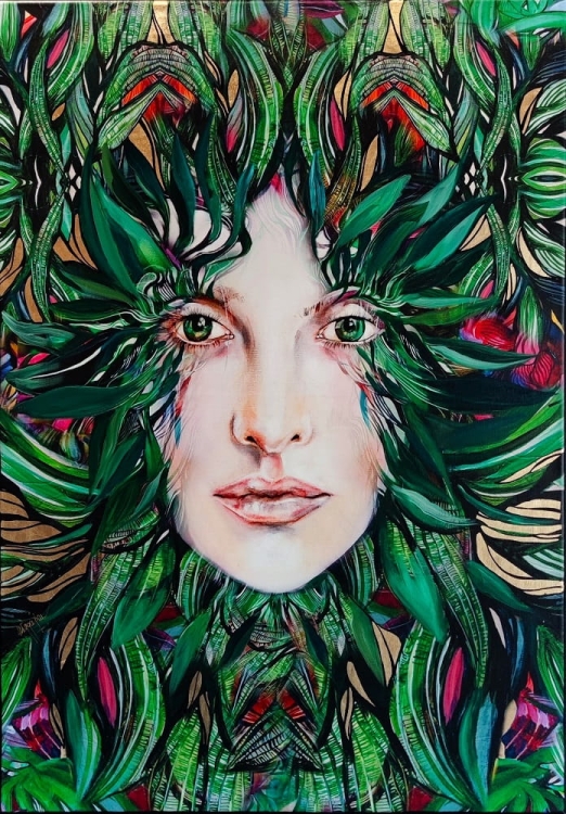 Medusa Freewolna Zielona II, 70x100 cm, technika mieszana.jpg