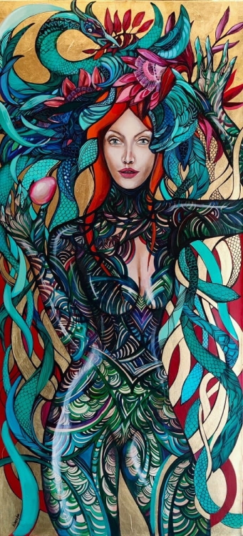 Zagubione Jajo Feniksa, 70x150 cm, akryl na płótnie, Maggie Piu, 2023.jpg