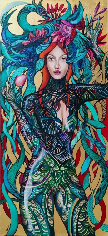 Zagubione Jajo Feniksa, 70x150 cm, akryl na płótnie, Maggie Piu.jpg