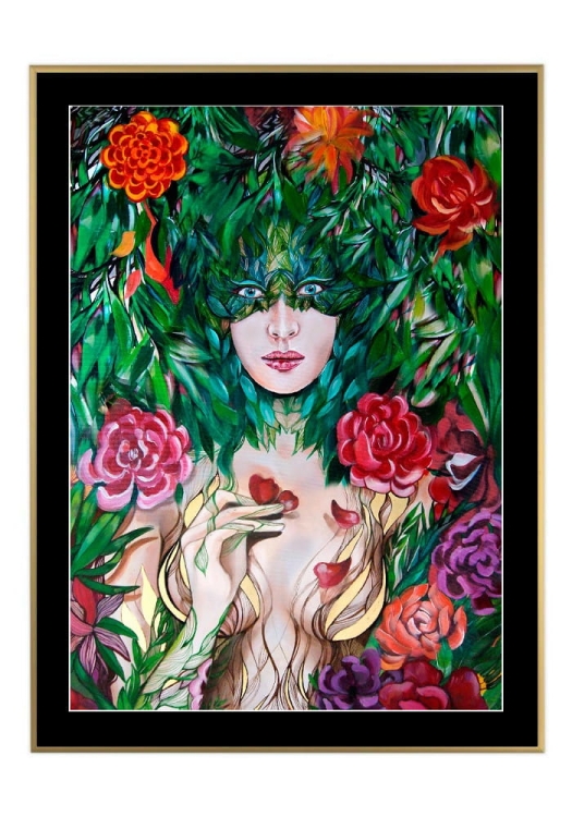 Chloris, 50x70 cm, czarne passe-partout 5 cm, rama złota 60x80 cm.jpg
