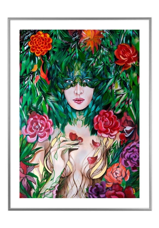 Chloris, 50x70 cm, białe passe-partout 5 cm, rama srebrna 60x80 cm.jpg