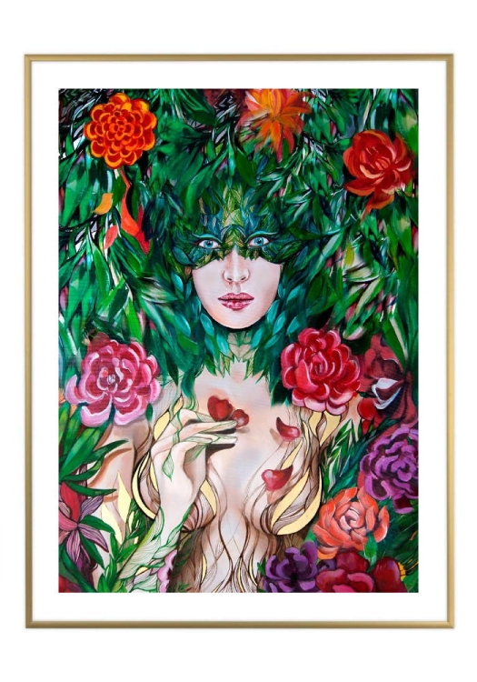 Chloris, 50x70 cm, białe passe-partout 5 cm, rama złota 60x80 cm.jpg