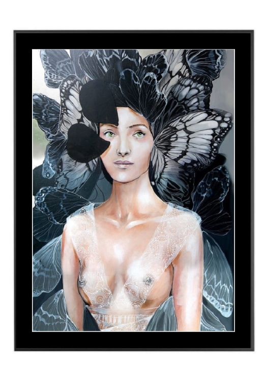 Freewolna Butterfly, 50x70 cm, czarne passe-partout 5 cm, rama czarna 60x80 cm.jpg