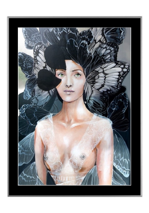 Freewolna Butterfly, 50x70 cm, czarne passe-partout 5 cm, rama srebrna 60x80 cm.jpg