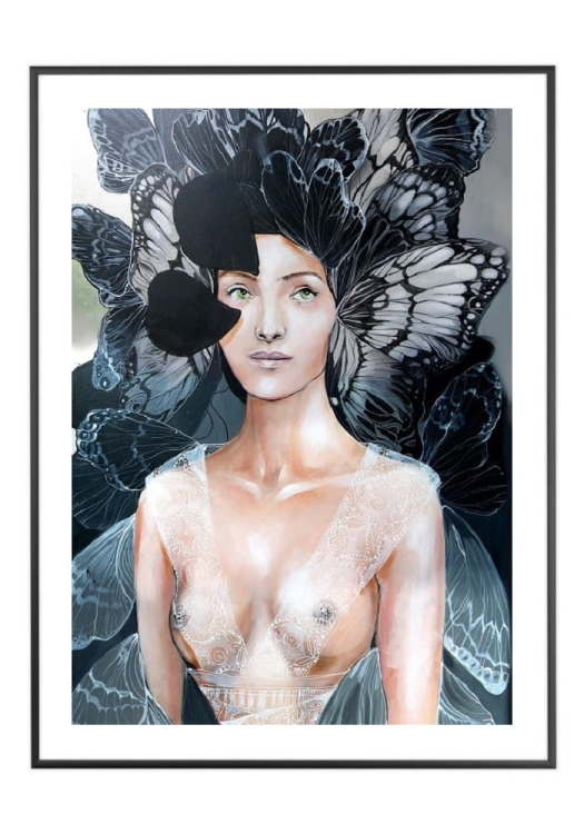 Freewolna Butterfly, 50x70 cm, białe passe-partout 5 cm, rama czarna 60x80 cm.jpg