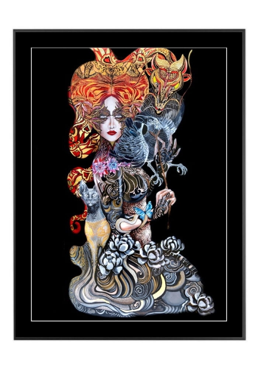 Geisha Karasu I, 50x70 cm, czarne passe-partout 5 cm, rama czarna 60x80 cm.jpg