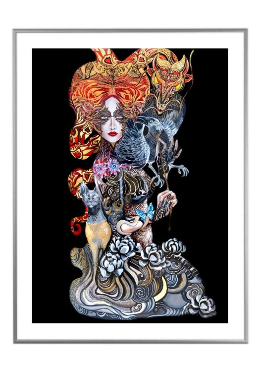 Geisha Karasu I, 50x70 cm, białe passe-partout 5 cm, rama srebrna 60x80 cm.jpg