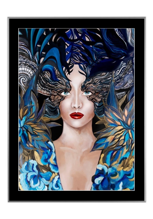 Goldiva Szafiro II, 50x70 cm, czarne passe-partout 5 cm, rama srebrna 60x80 cm.jpg