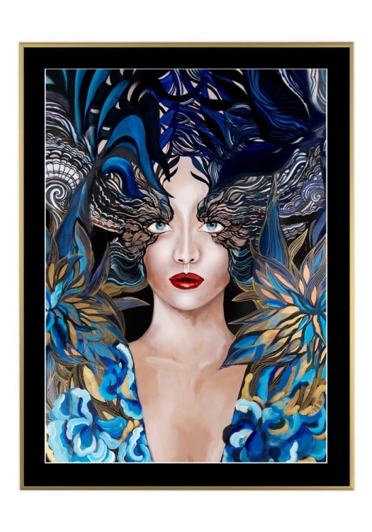 Goldiva Szafiro II, 50x70 cm, czarne passe-partout 5 cm, rama złota 60x80 cm.jpg