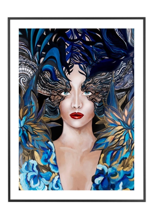 Goldiva Szafiro II, 50x70 cm, białe passe-partout 5 cm, rama czarna 60x80 cm.jpg