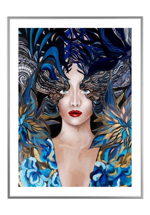 Goldiva Szafiro II, 50x70 cm, białe passe-partout 5 cm, rama srebrna 60x80 cm.jpg