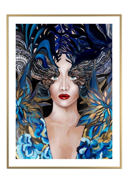 Goldiva Szafiro II, 50x70 cm, białe passe-partout 5 cm, rama złota 60x80 cm.jpg