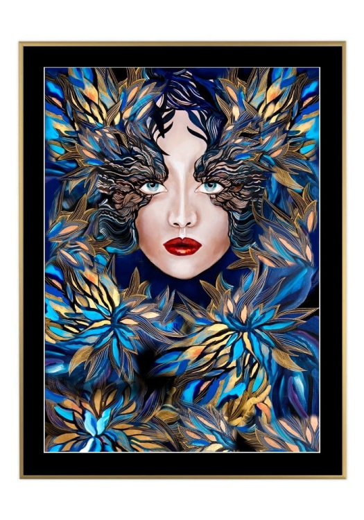 Goldiva Szafiro III, 50x70 cm, czarne passe-partout 5 cm, rama złota 60x80 cm.jpg