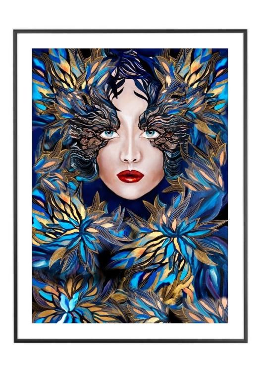 Goldiva Szafiro III, 50x70 cm, białe passe-partout 5 cm, rama czarna 60x80 cm.jpg