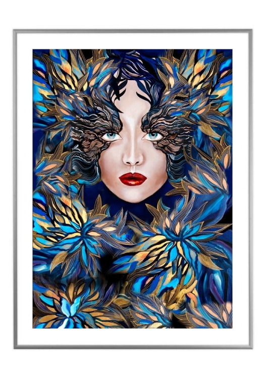 Goldiva Szafiro III, 50x70 cm, białe passe-partout 5 cm, rama srebrna 60x80 cm.jpg