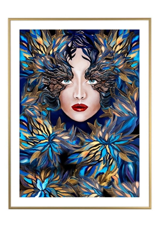 Goldiva Szafiro III, 50x70 cm, białe passe-partout 5 cm, rama złota 60x80 cm.jpg