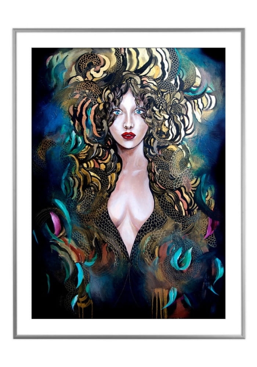 Goldiva Tokage, 50x70 cm, białe passe-partout 5 cm, rama srebrna 60x80 cm.jpg