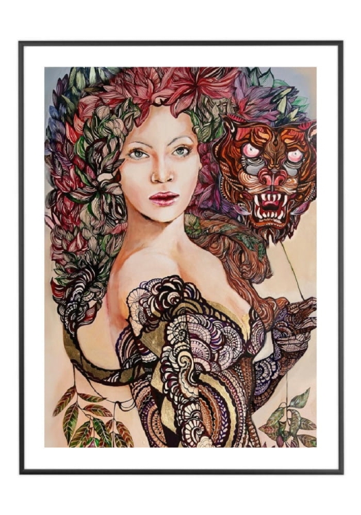 Każdy ma swojego ukrytego tygrysa, 50x70 cm, białe passe-partout 5 cm, rama czarna 60x80 cm.jpg