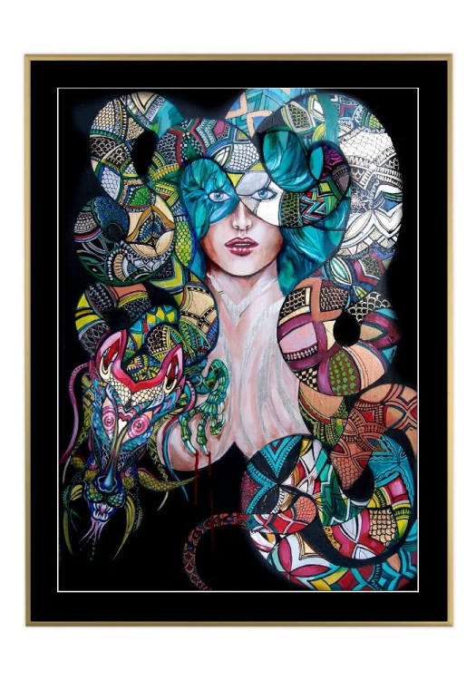 Kiedy Twój smok kocha Cię za bardzo, 50x70 cm, czarne passe-partout 5 cm, rama złota 60x80 cm.jpg