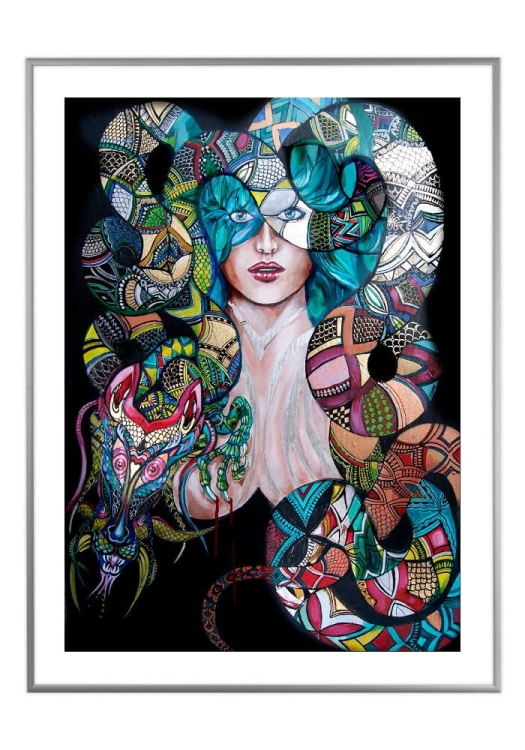 Kiedy Twój smok kocha Cię za bardzo, 50x70 cm, białe passe-partout 5 cm, rama srebrna 60x80 cm.jpg