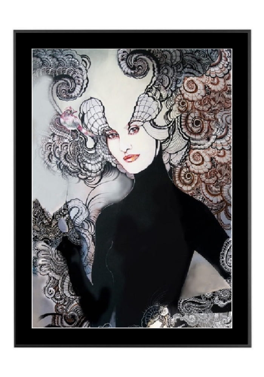 Lady Black, 50x70 cm, czarne passe-partout 5 cm, rama czarna 60x80 cm.jpg