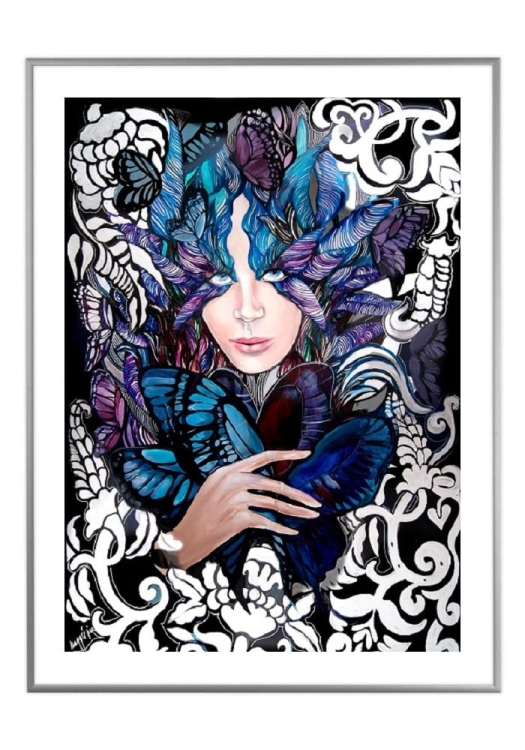 Lady Cho, 50x70 cm, białe passe-partout 5 cm, rama srebrna 60x80 cm.jpg