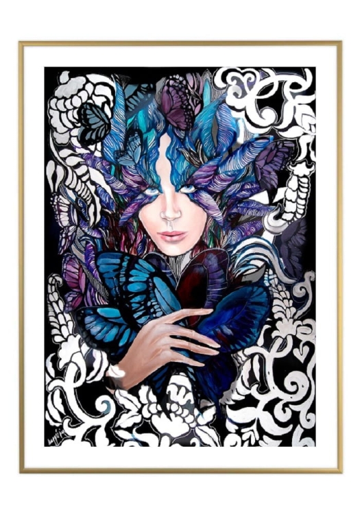 Lady Cho, 50x70 cm, białe passe-partout 5 cm, rama złota 60x80 cm.jpg